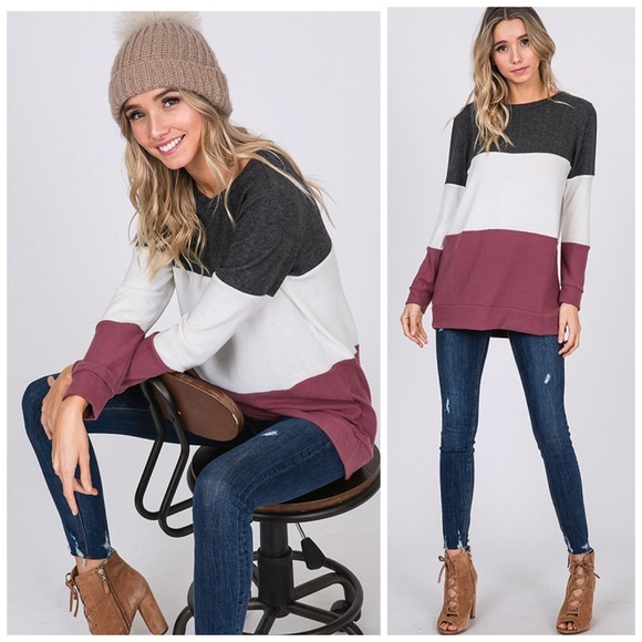 LAST 1! 🛍 Cozy Color Block Tunic Sweatshirt! - Picture 3 of 5
